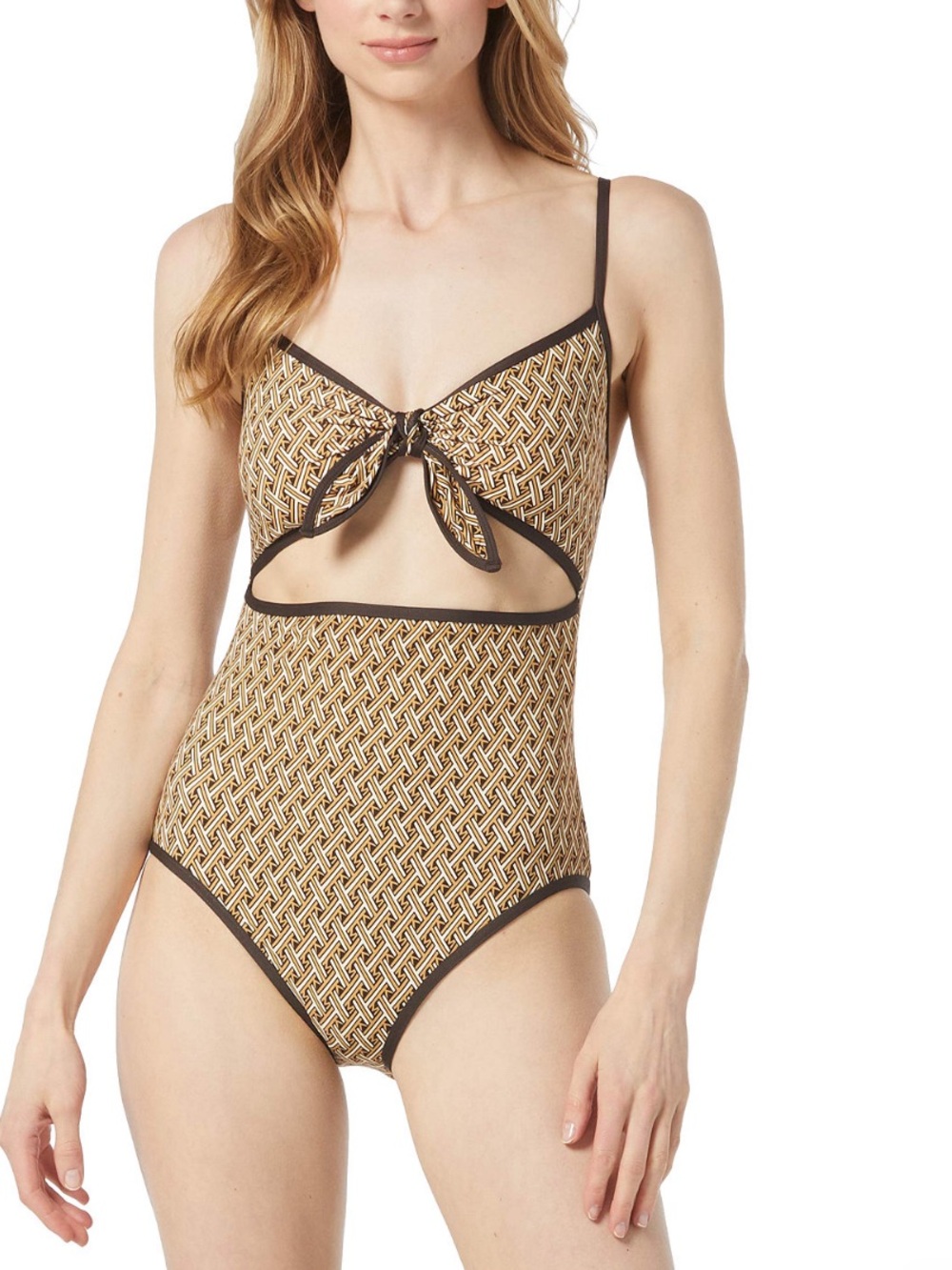 Michael Kors Women's Tie-Front Cutout One-Piece Swimsuit Size 12